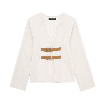 Manteau en Cuir Beige