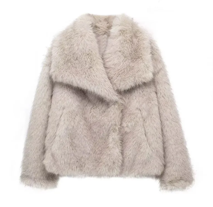 Manteau d'Hiver en Peluche Élégant